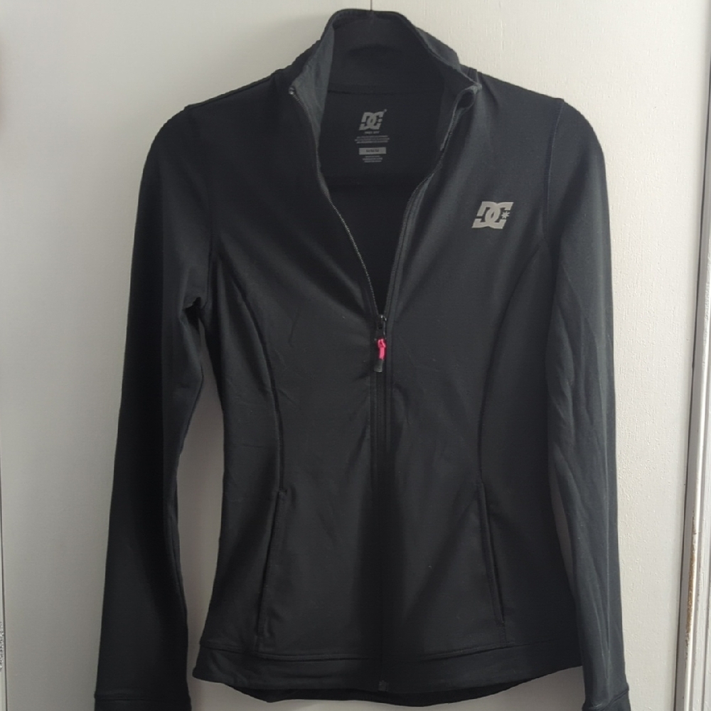 Black Zip Up Fitted Jacket By DC Size Medium